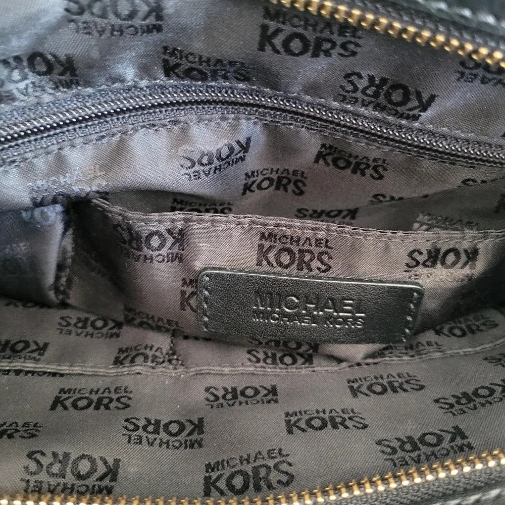 Michael Kors Black Croc Embossed Leather Tote